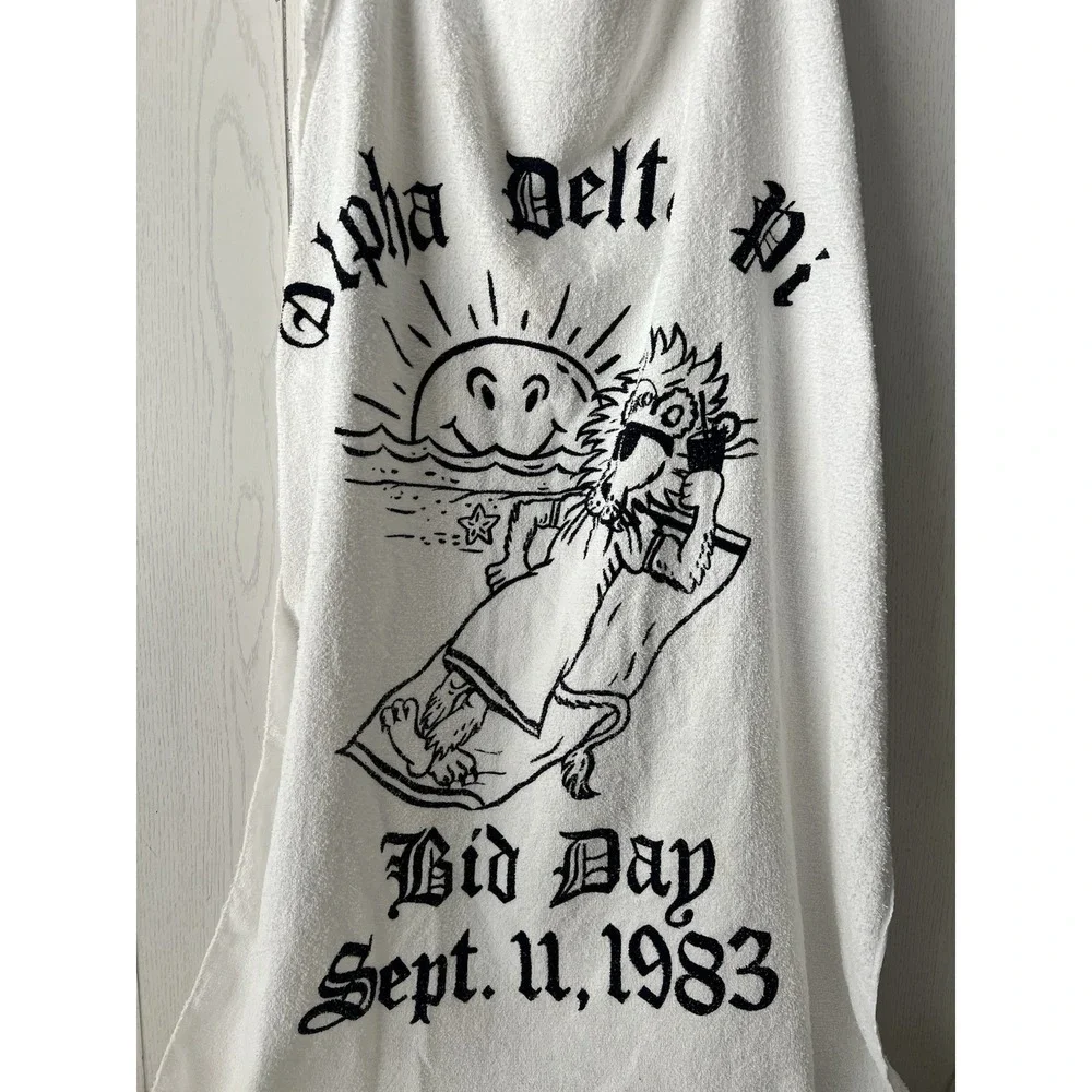Vtg Alpha Delta Pi Sorority Towel 1983 Beach Party 58